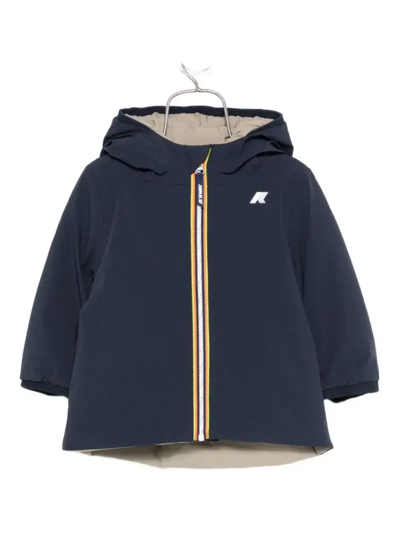 Piumino reversibile blu/verde con cappuccio