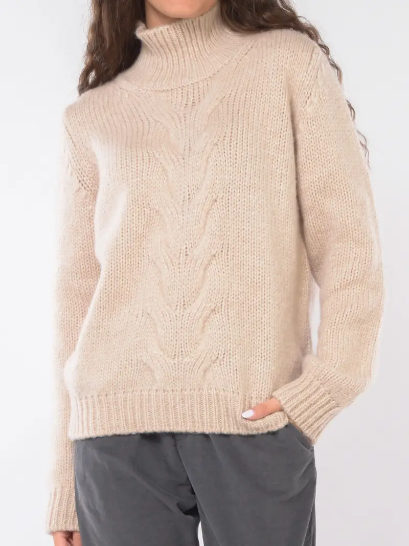 maglia da donna K Way a collo alto con lana vergine Rosa