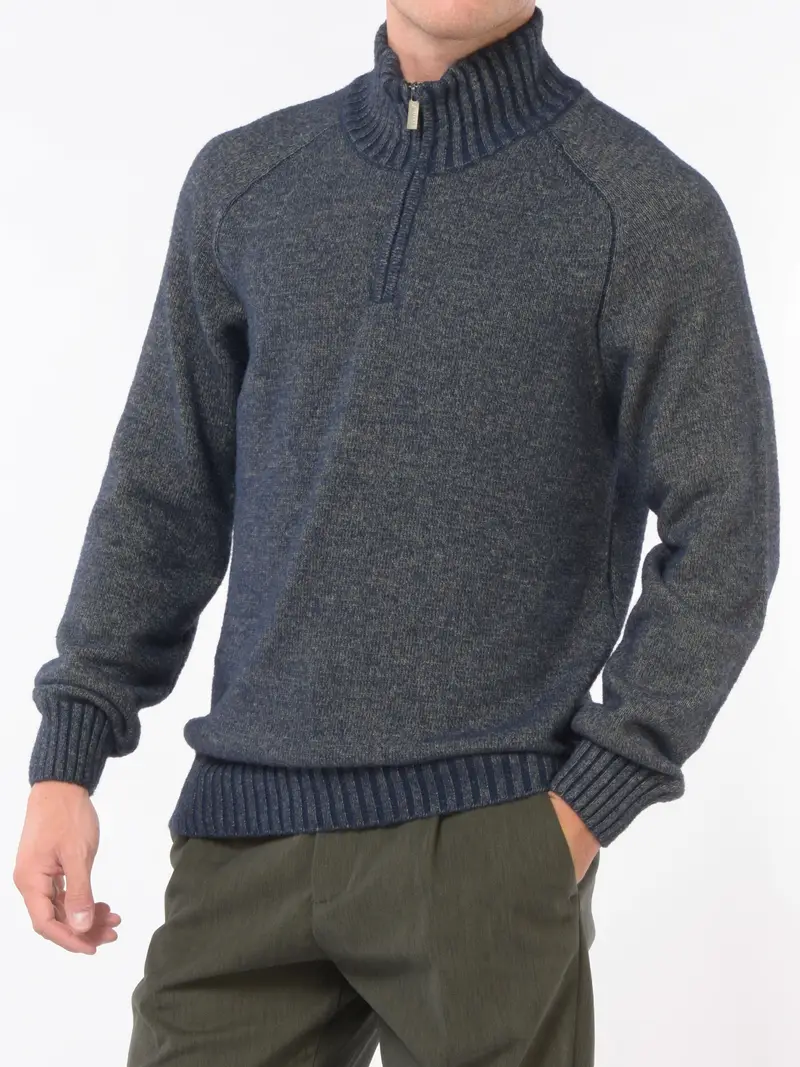 maglia da uomo K Way mezza zip melange Blu