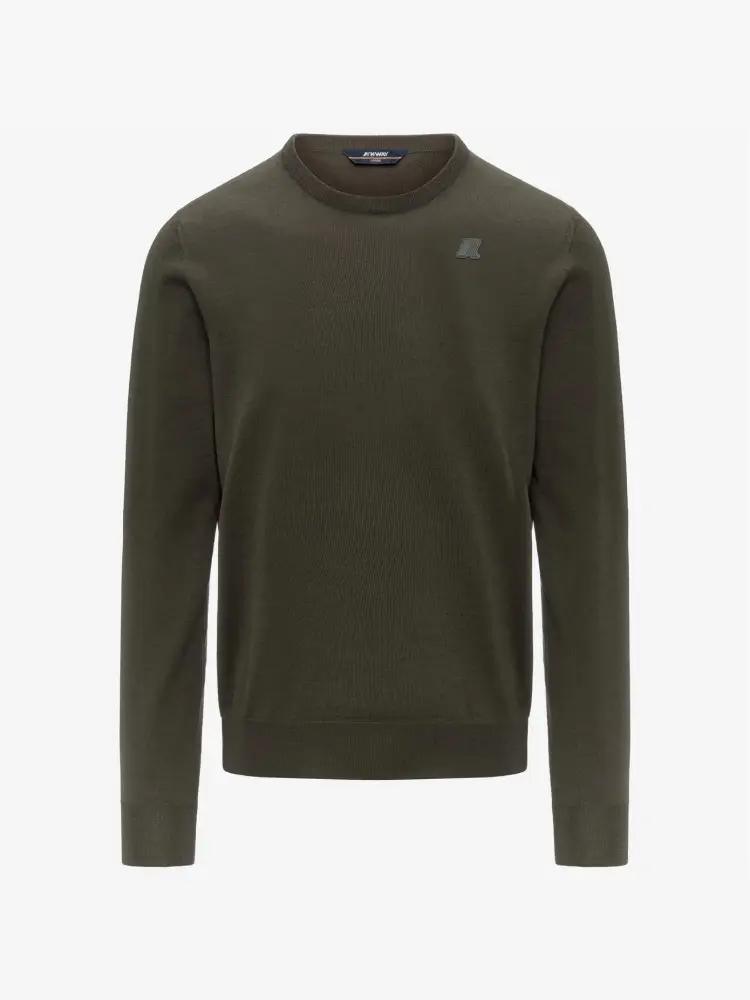 K-way Maglia verde militare uomo con logo sul petto