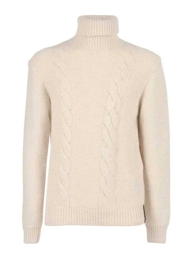 Maglione a collo alto lavorato a trecce Beige