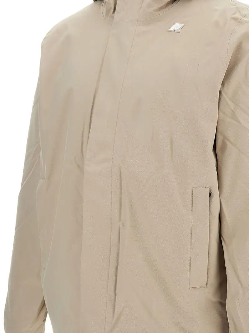 Piumino beige con zip e bottoni miniatura 2