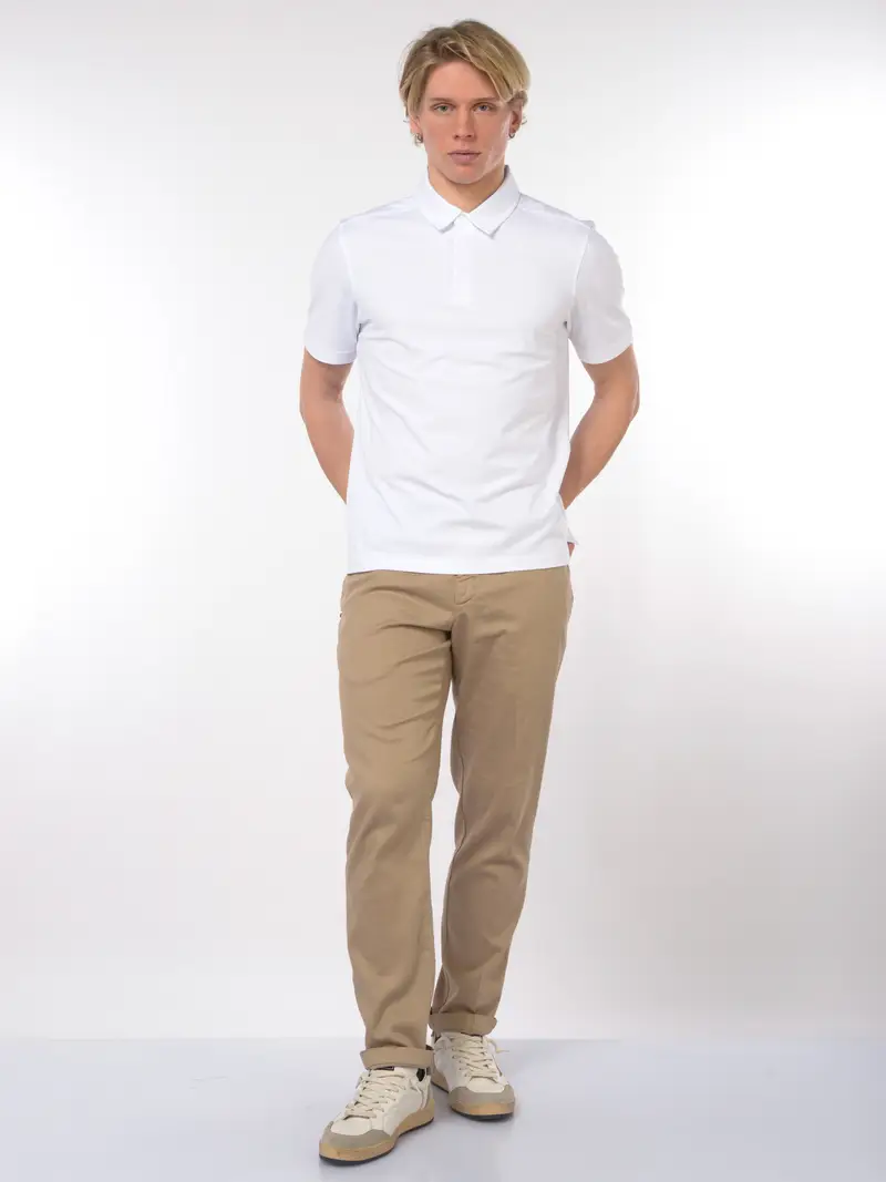 polo da uomo K Way in jersey stretch con logo Bianco miniatura 2