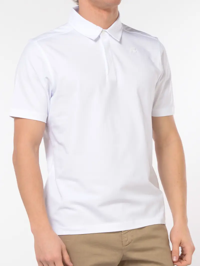 polo da uomo K Way in jersey stretch con logo Bianco