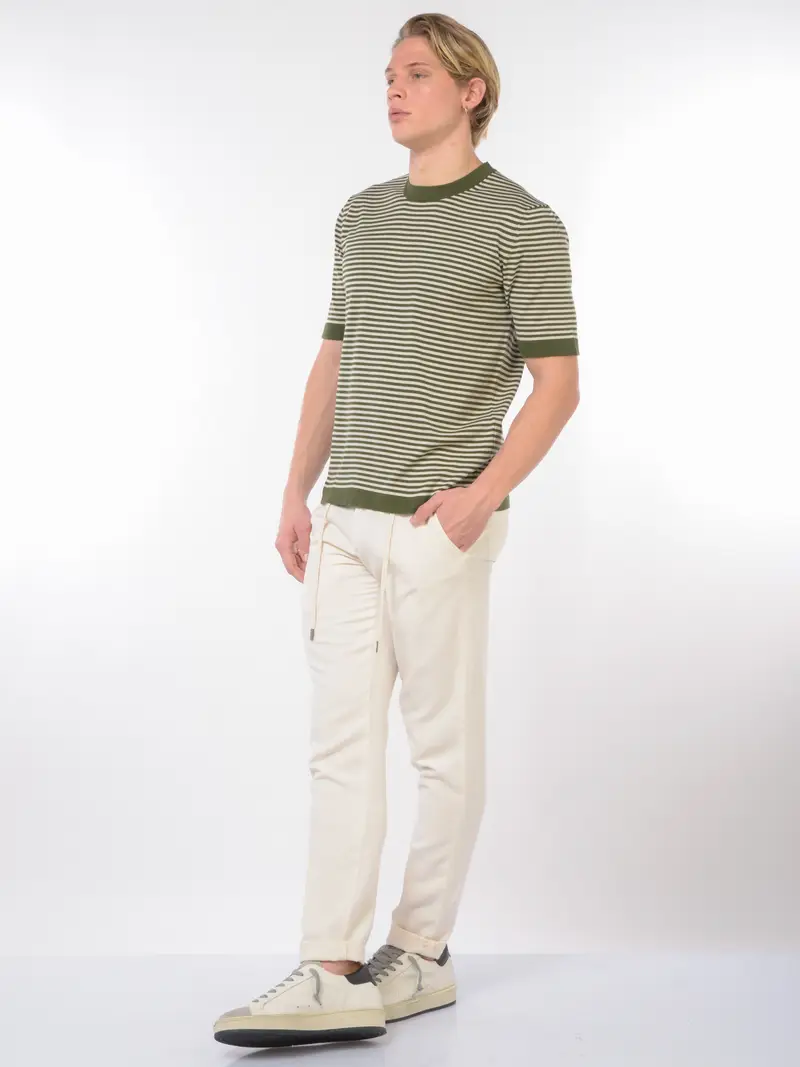 t Shirt da uomo K Way girocollo a righe Verde miniatura 2