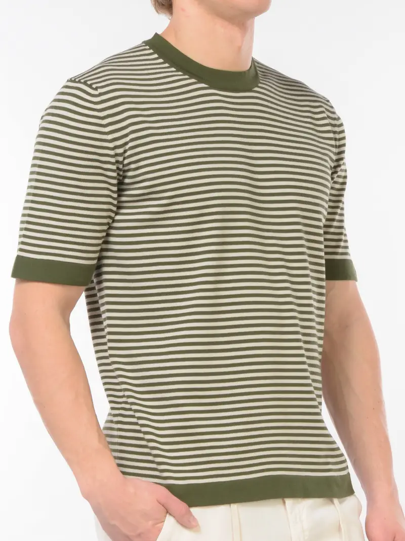 t Shirt da uomo K Way girocollo a righe Verde