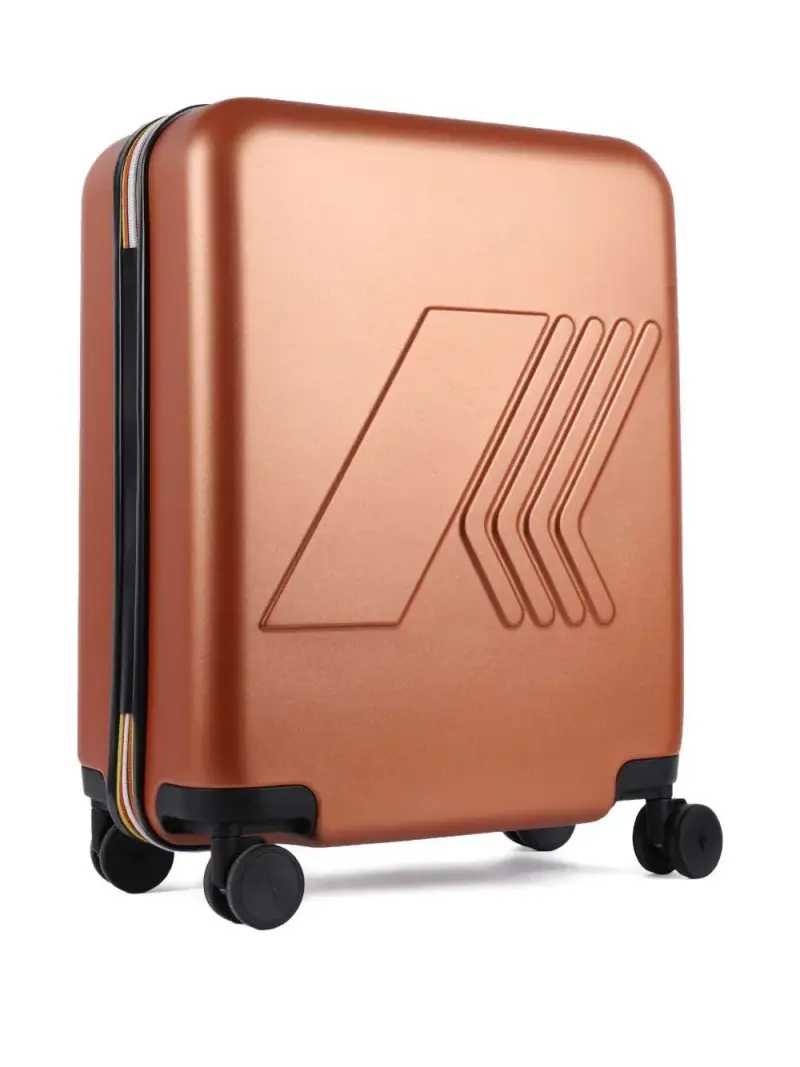 Valigia arancione Eudoxie con logo goffrato miniatura 3