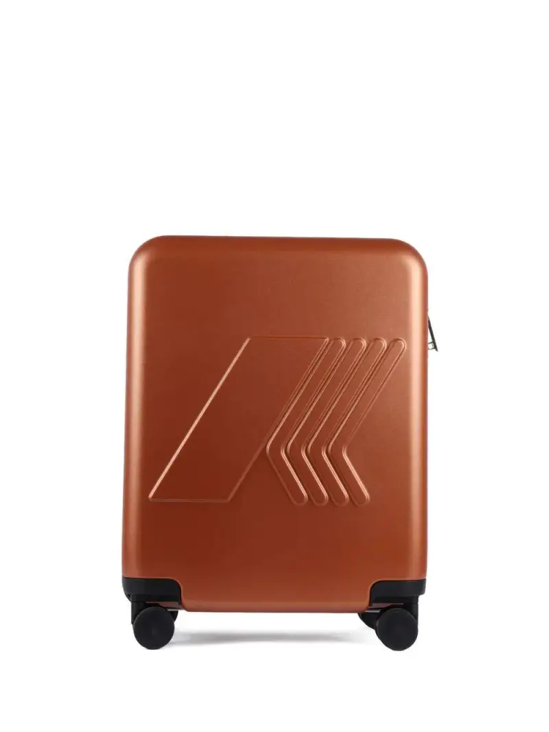 Valigia arancione Eudoxie con logo goffrato