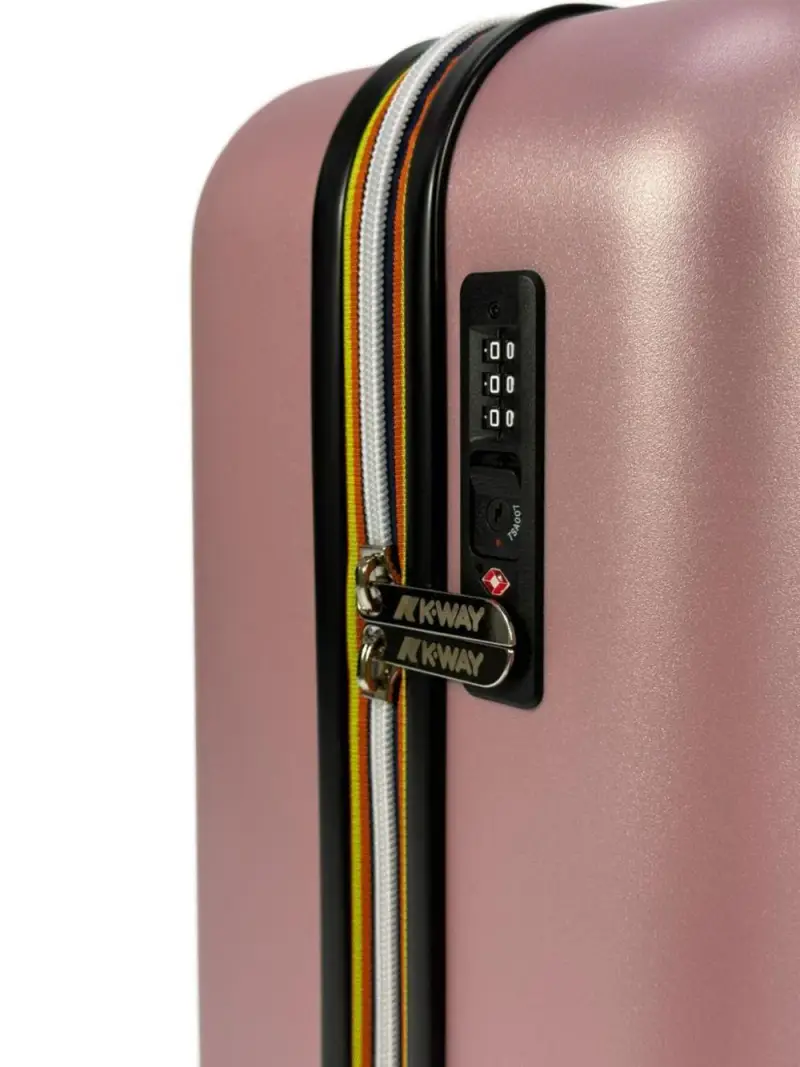 Valigia con Logo Goffrato e Chiusura a Combinazione Rosa miniatura 3