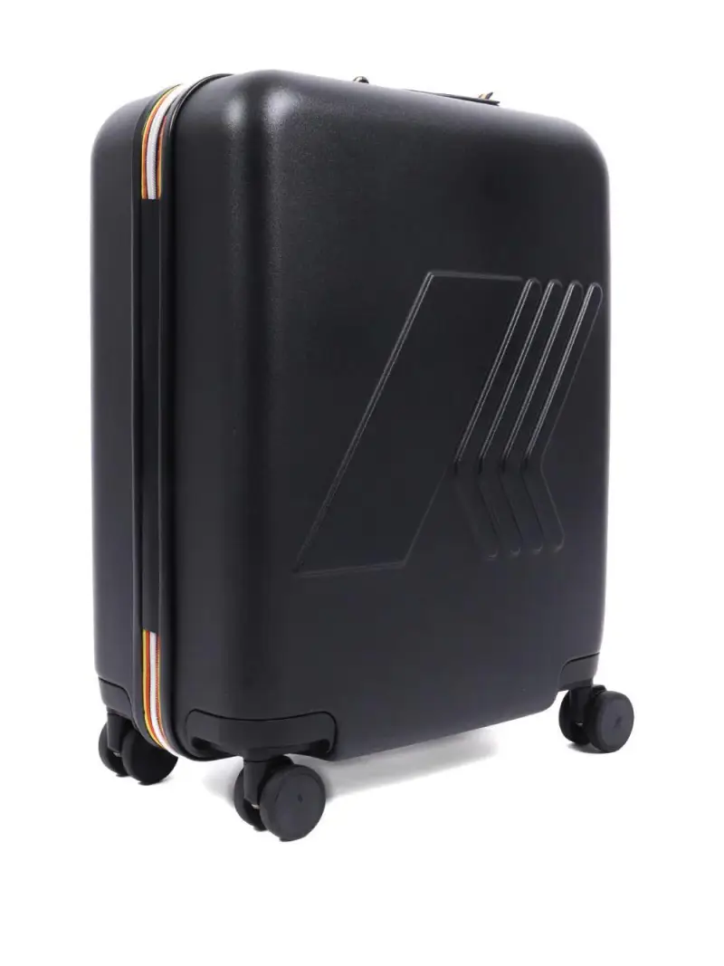 Valigia con Logo Goffrato e Quattro Ruote Nero miniatura 3