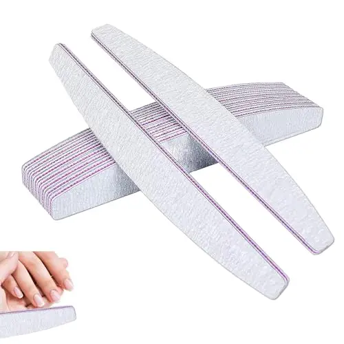 Kafeiya 10 Pezzi Lime per Unghie,Lima per Unghie 100/180 a Doppia Faccia lavabile,Professionale Mezza luna Bilaterale