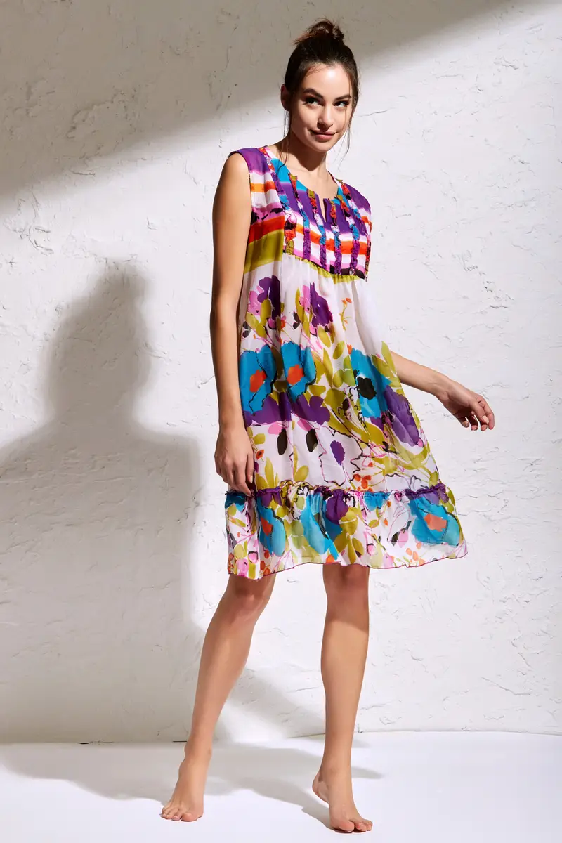 KAFTANO SMANICATO WATERCOLORS | Colore: Viola | Taglia: S