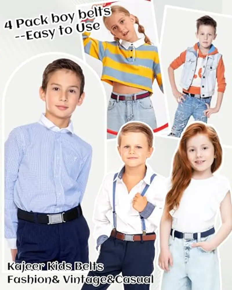 Kajeer 4PCS Cintura magnetica regolabile per bambini - Grande cintura elastica elasticizzata con fibbia magnetica miniatura 2