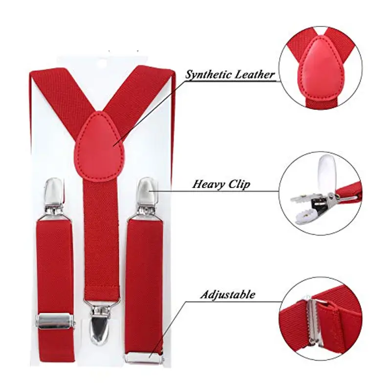 Kajeer Set bretelle e papillon per neonati - Bretelle elastiche regolabili con papillon Se per 6 mesi - 13 anni (Rosso miniatura 2