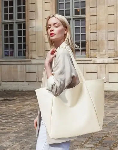 KALIDI Grande borsa tote in pelle vegana casual con cerniera borsa da lavoro Weekender Hobo per le donne borsa da miniatura 3