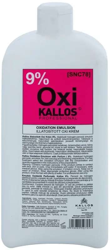 Kallos Classic Oxi Crema Perossido Al 9% Per Uso Professionale 1000 Ml