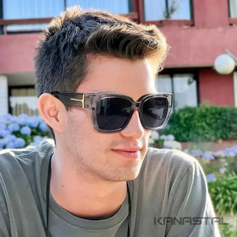 KANASTAL Sovraocchiali da Sole Montatura Grigi Trasparenti Neri Polarizzati UV400 sopra Occhiali Donna Uomo Quadrati Moda Vintage Black Sunglasses -Cornice Grigi miniatura 3