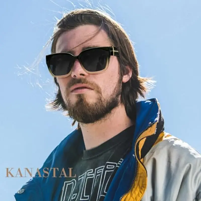 KANASTAL Sovraocchiali da Sole Polarizzati Neri Uomo Donna UV400 Scuri sopra Occhiali Quadrati Retrò Alla Moda Black Sunglasses Men Women Fit over Glasses -Lenti Neri Montatura Verdi Sfumati miniatura 3