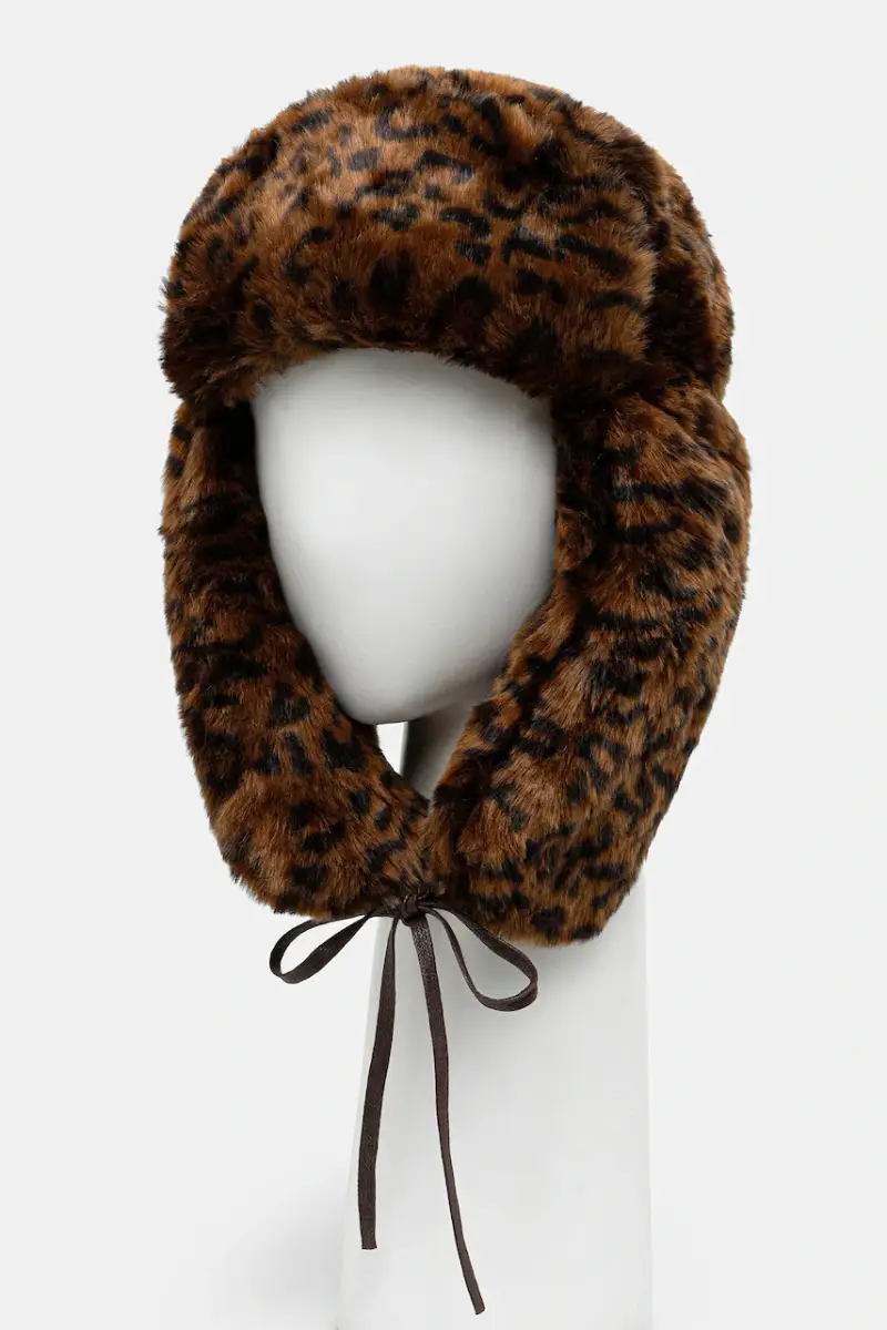 berretto Leopard Trapper Marrone