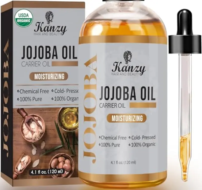 Kanzy Olio di Jojoba Puro Biologico 100% Naturale Pressato a Freddo 120ml Non Raffinato Vegan Jojoba Oil Trattamento per Capelli e Cuoio Capelluto