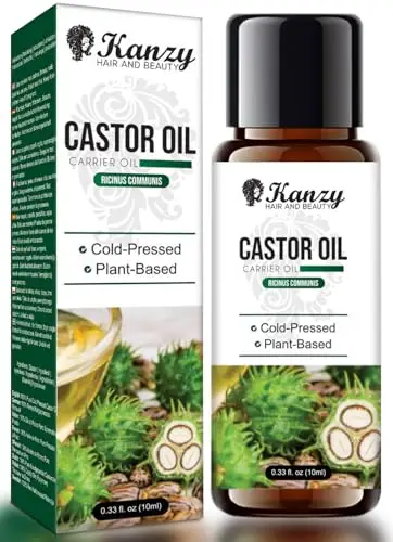 Kanzy Olio di Ricino per Ciglia e Sopracciglia 10ml Olio di Ricino per Capelli, Unghie, Pelle e Barba 100% Pura