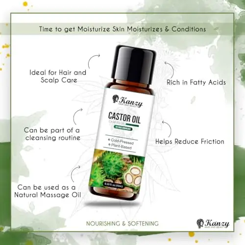 Kanzy Olio di Ricino per Ciglia e Sopracciglia 10ml Olio di Ricino per Capelli, Unghie, Pelle e Barba 100% Pura miniatura 3