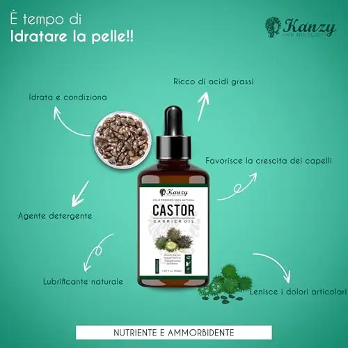 Kanzy Olio di Ricino per Ciglia e Sopracciglia 50ml Olio di Ricino per Capelli, Unghie, Pelle e Barba 100% Pura miniatura 2