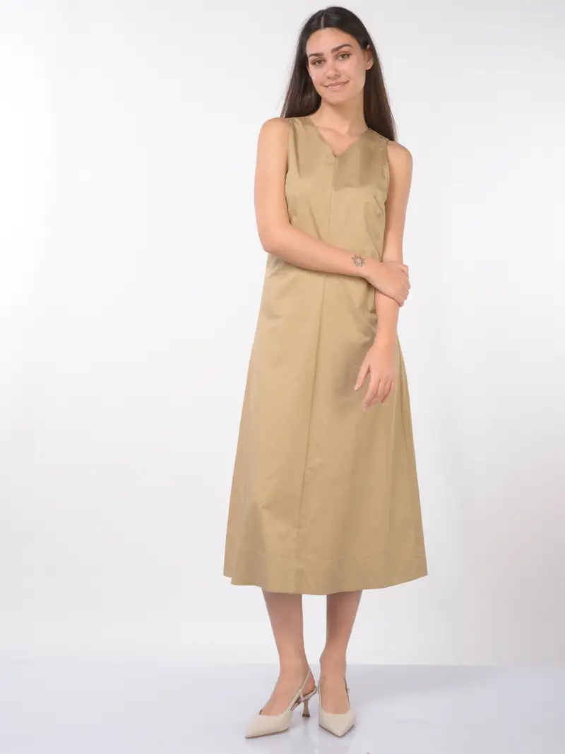 abito lungo da donna Kaos senza maniche in cotone BEIGE miniatura 2