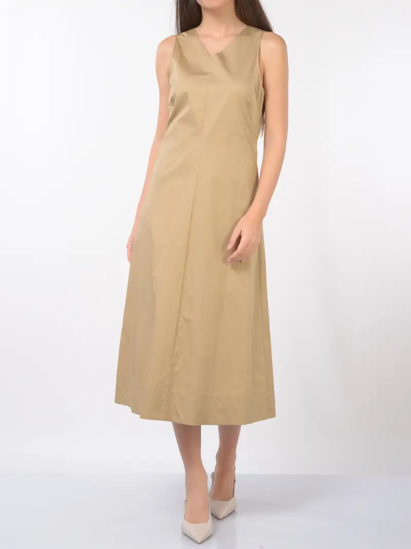 abito lungo da donna Kaos senza maniche in cotone BEIGE