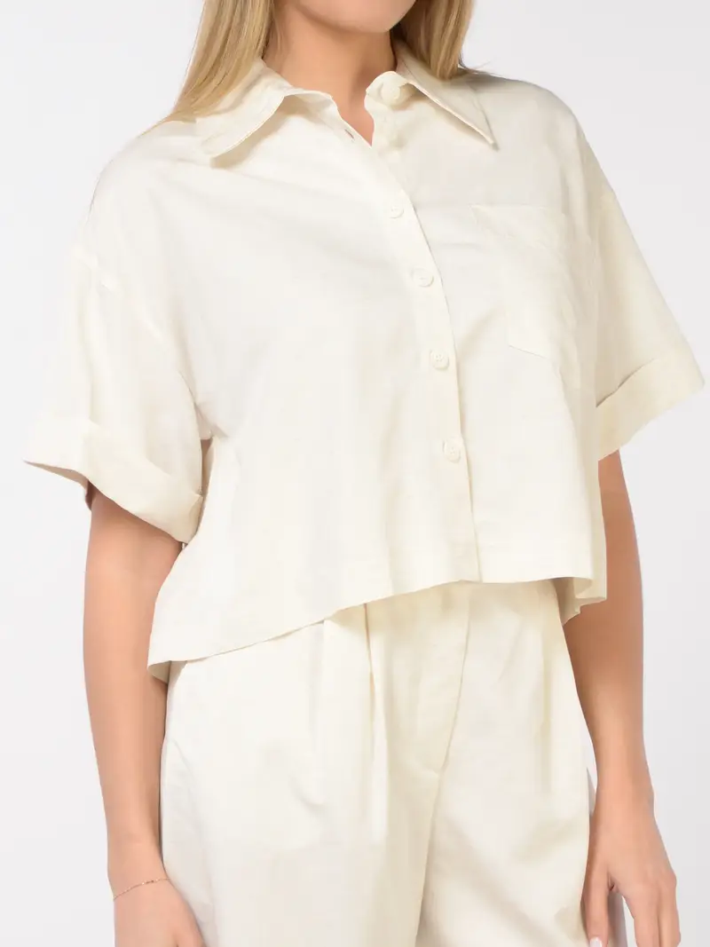 camicia da donna Kaos cropped con taschino BEIGE