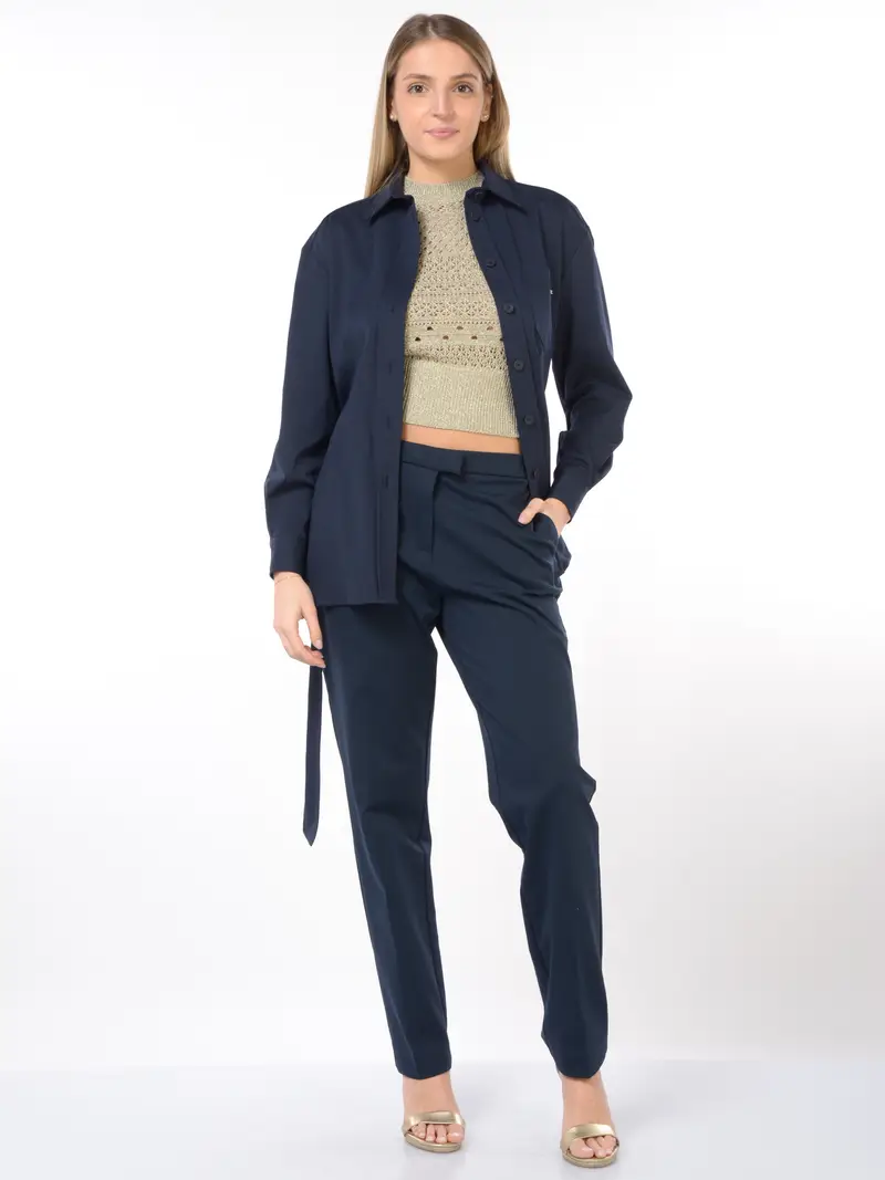 camicia da donna Kaos in jersey con cintura Blu miniatura 2