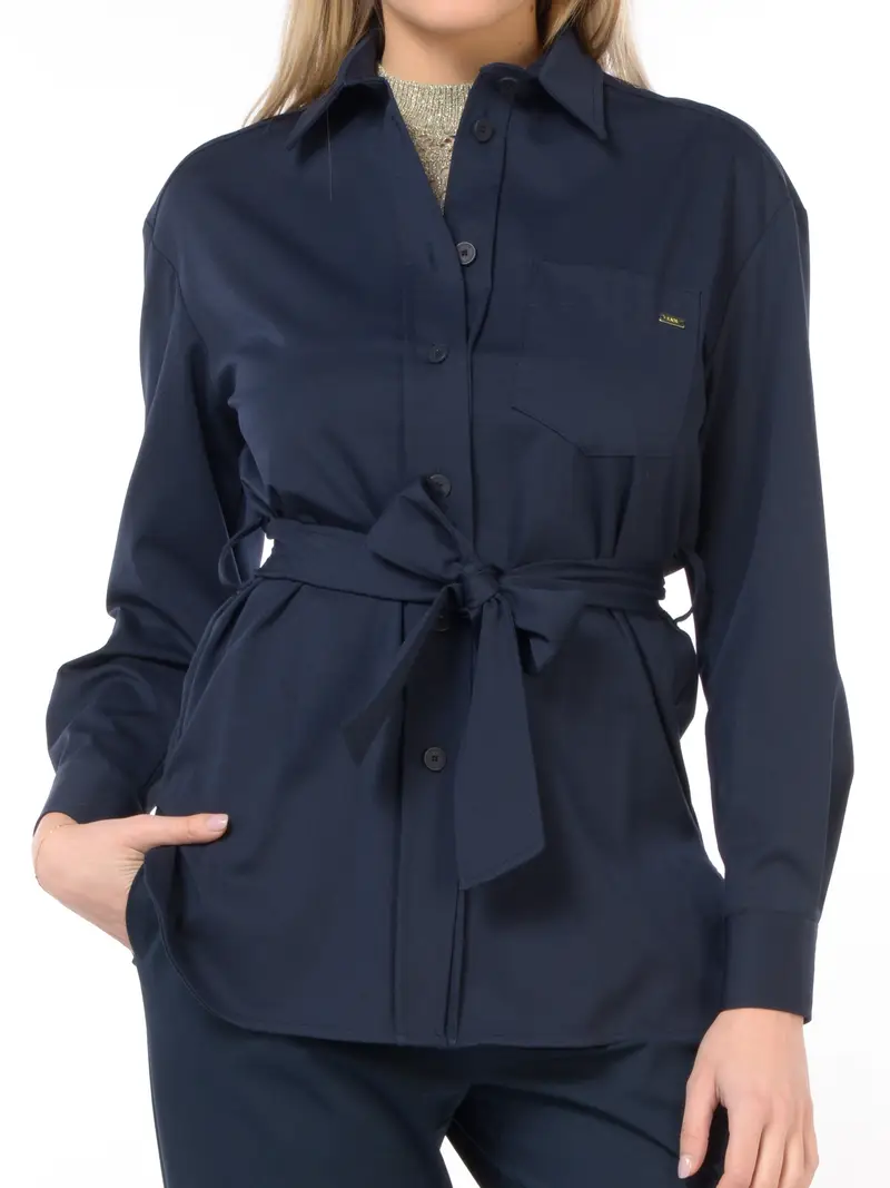 camicia da donna Kaos in jersey con cintura Blu