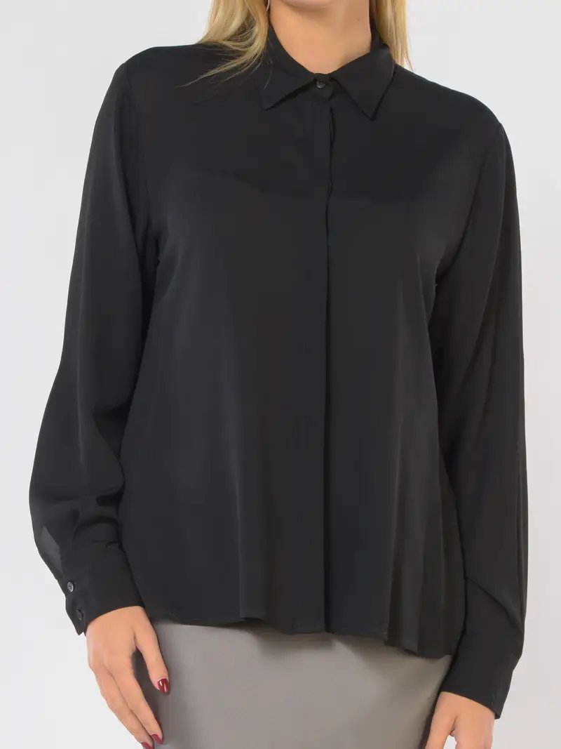 camicia da donna Kaos in viscosa a manica lunga NERO miniatura 2