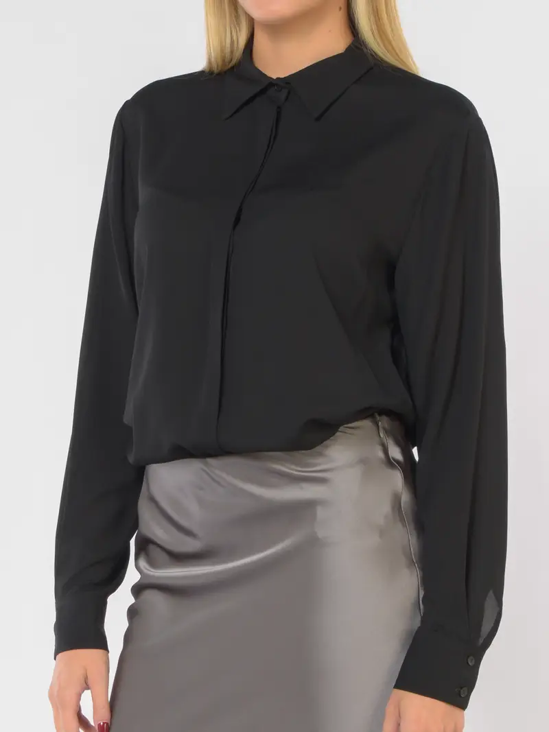 camicia da donna Kaos in viscosa a manica lunga NERO