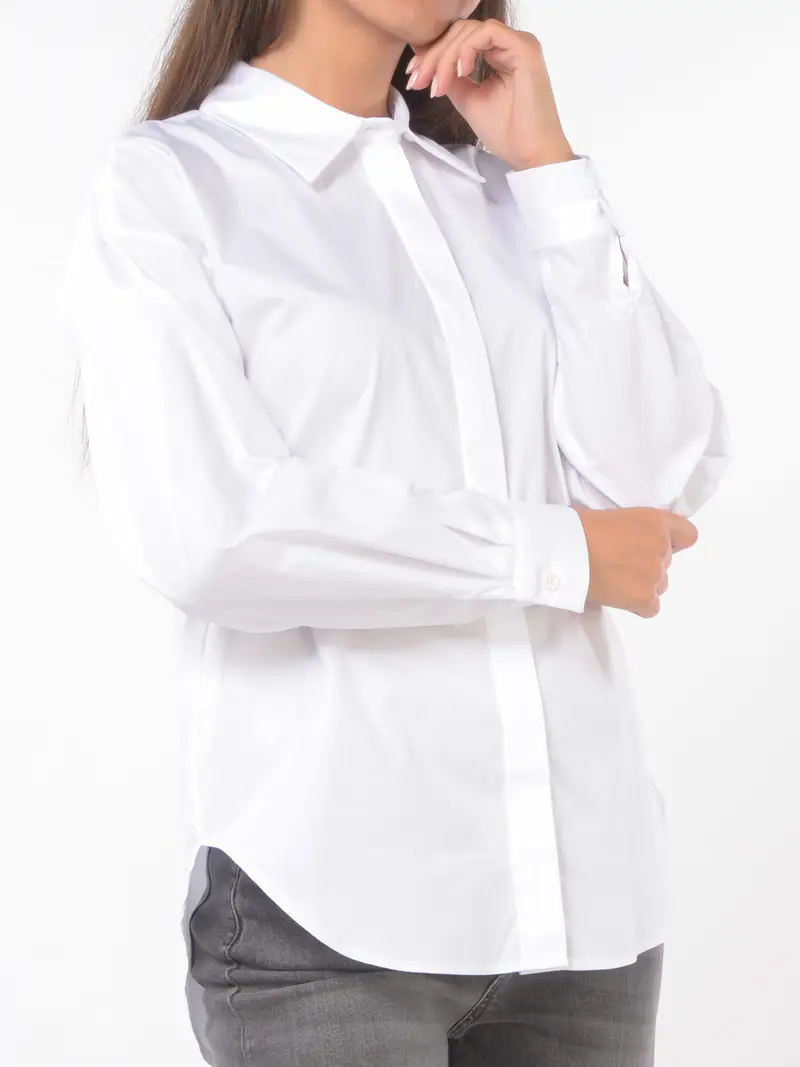 camicia da donna Kaos Jeans in cotone con spalla scesa Bianco