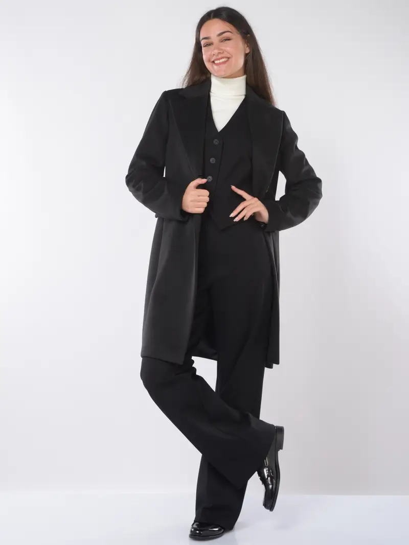 cappotto da donna Kaos a due bottoni con tasche NERO miniatura 2