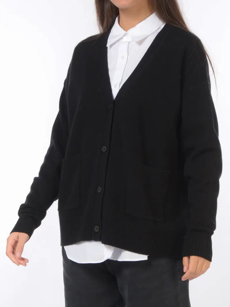 cardigan da donna Kaos lungo con tasche NERO