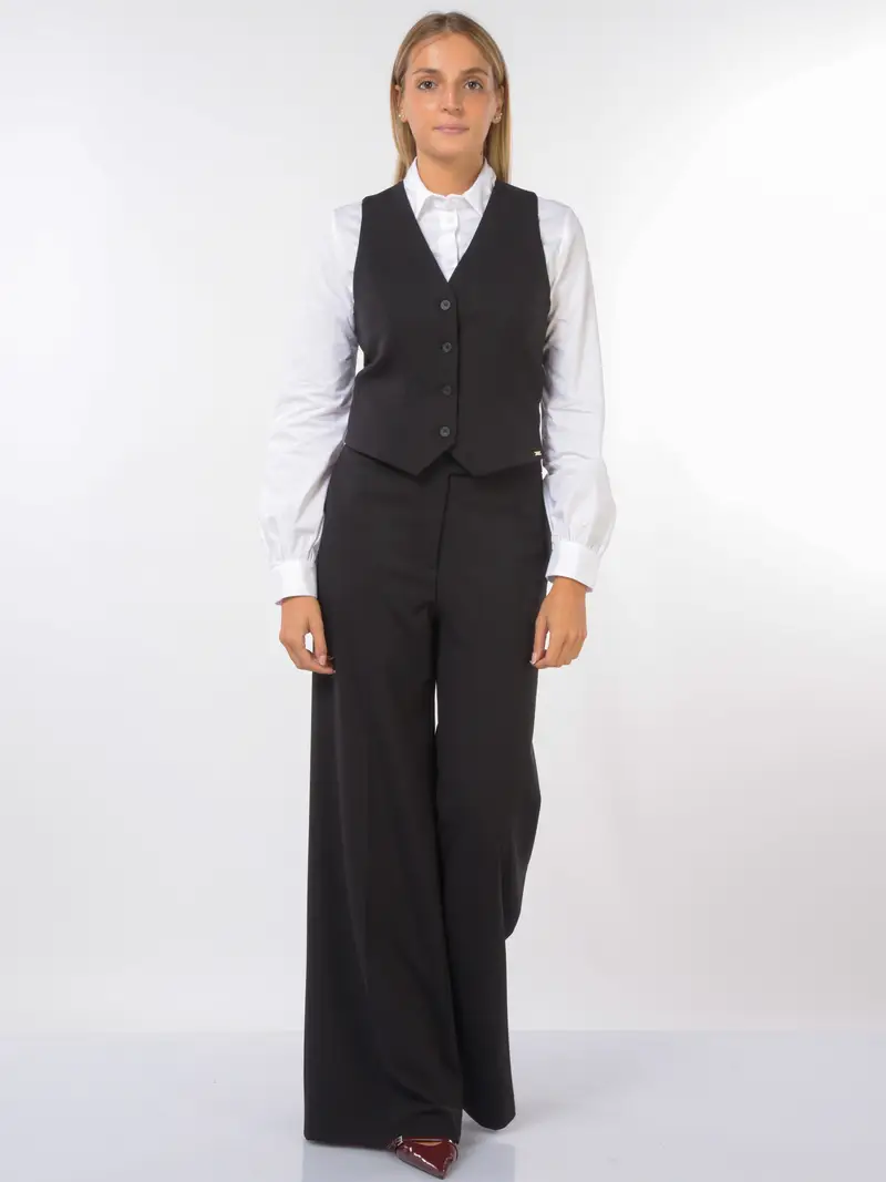 gilet da donna Kaos in misto viscosa con bottoni NERO miniatura 2