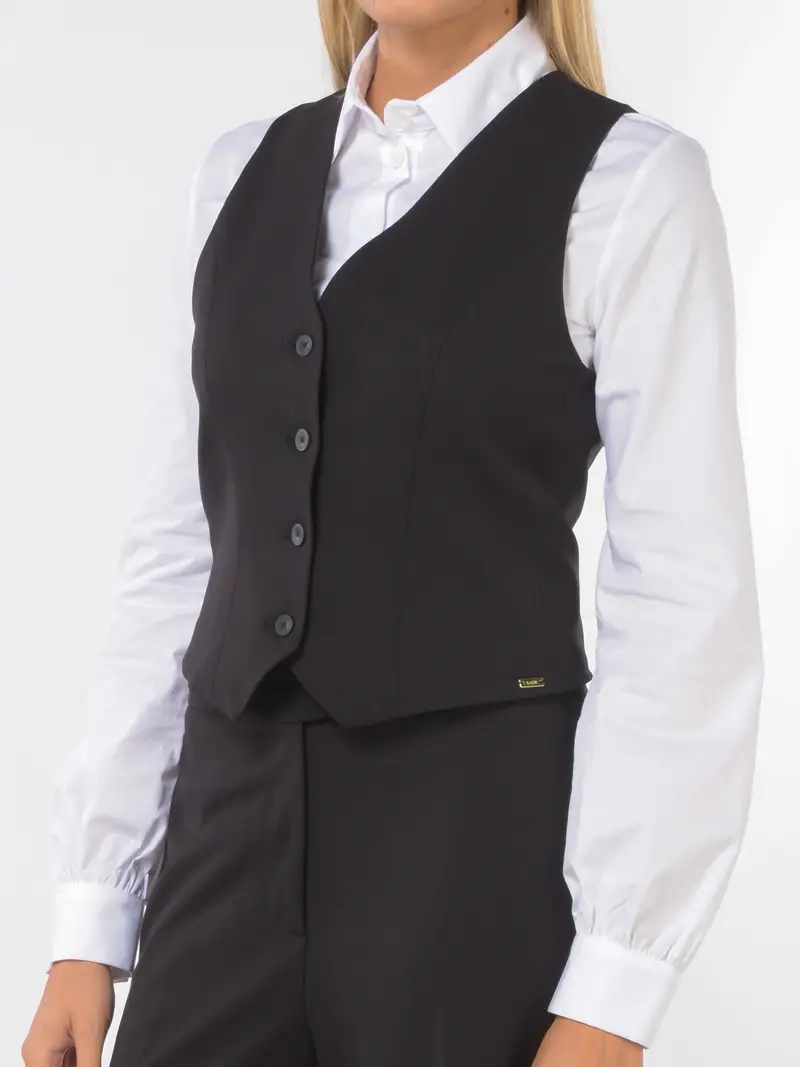 gilet da donna Kaos in misto viscosa con bottoni NERO