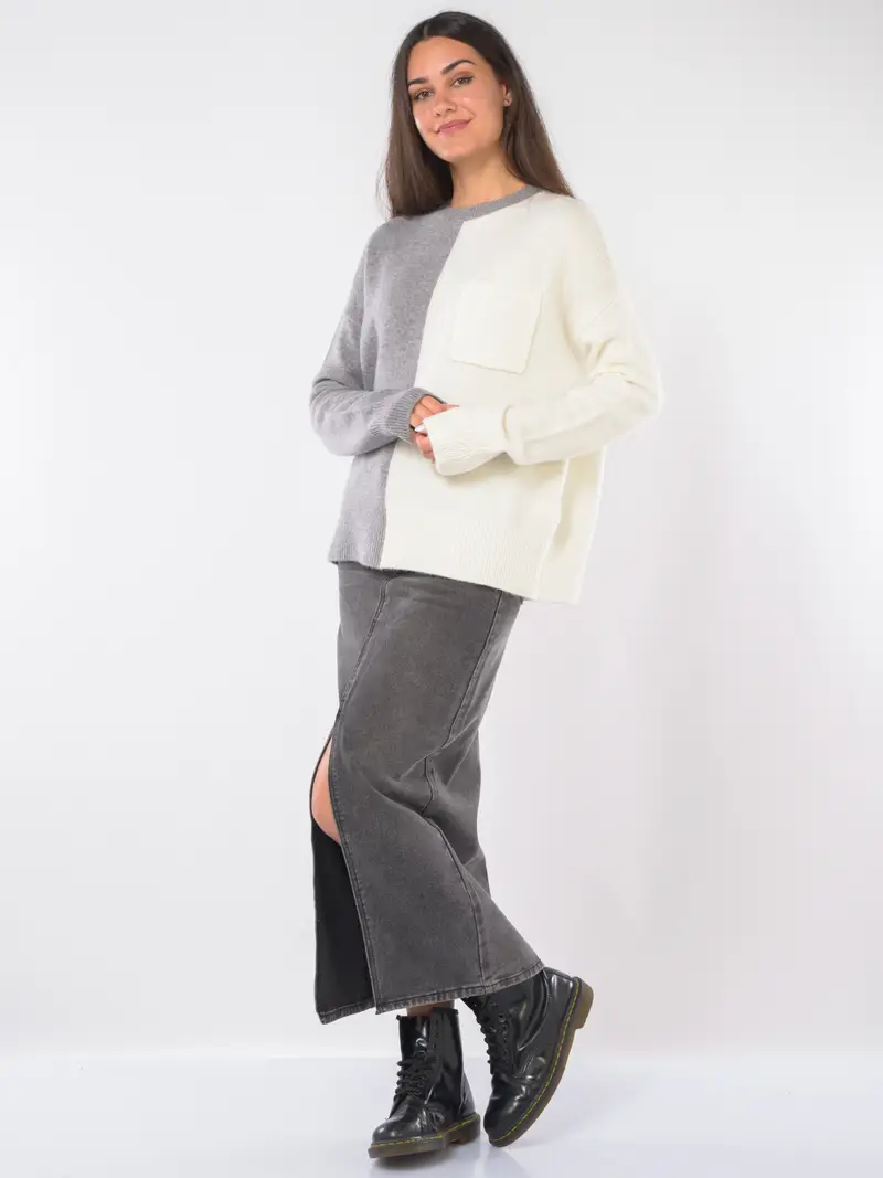 gonna lunga da donna Kaos in denim con lavaggio grigio miniatura 2