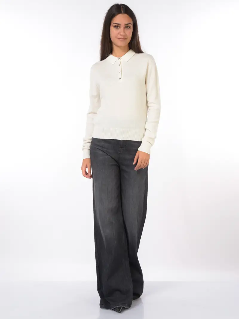 maglia da donna Kaos collo a camicia con bottoni BEIGE miniatura 2