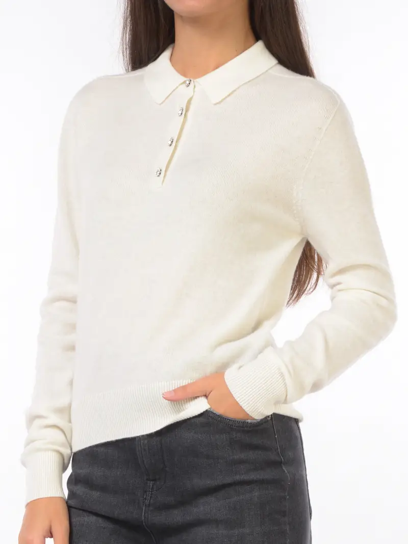 maglia da donna Kaos collo a camicia con bottoni BEIGE