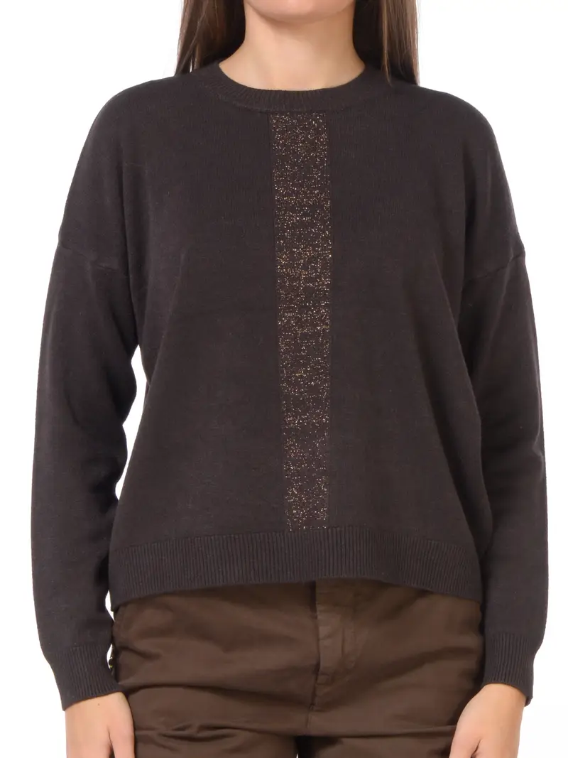 maglia da donna Kaos girocollo banda lurex MARRON