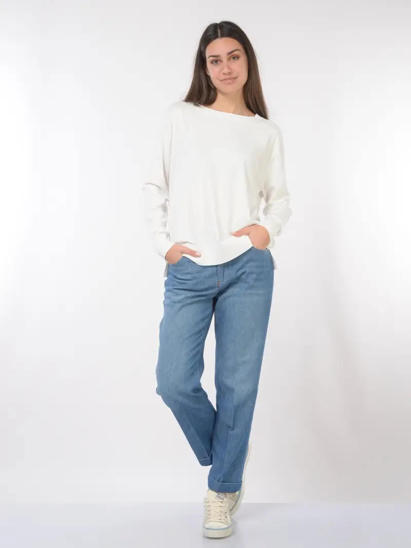 maglia da donna Kaos in viscosa con spacchi Bianco miniatura 2