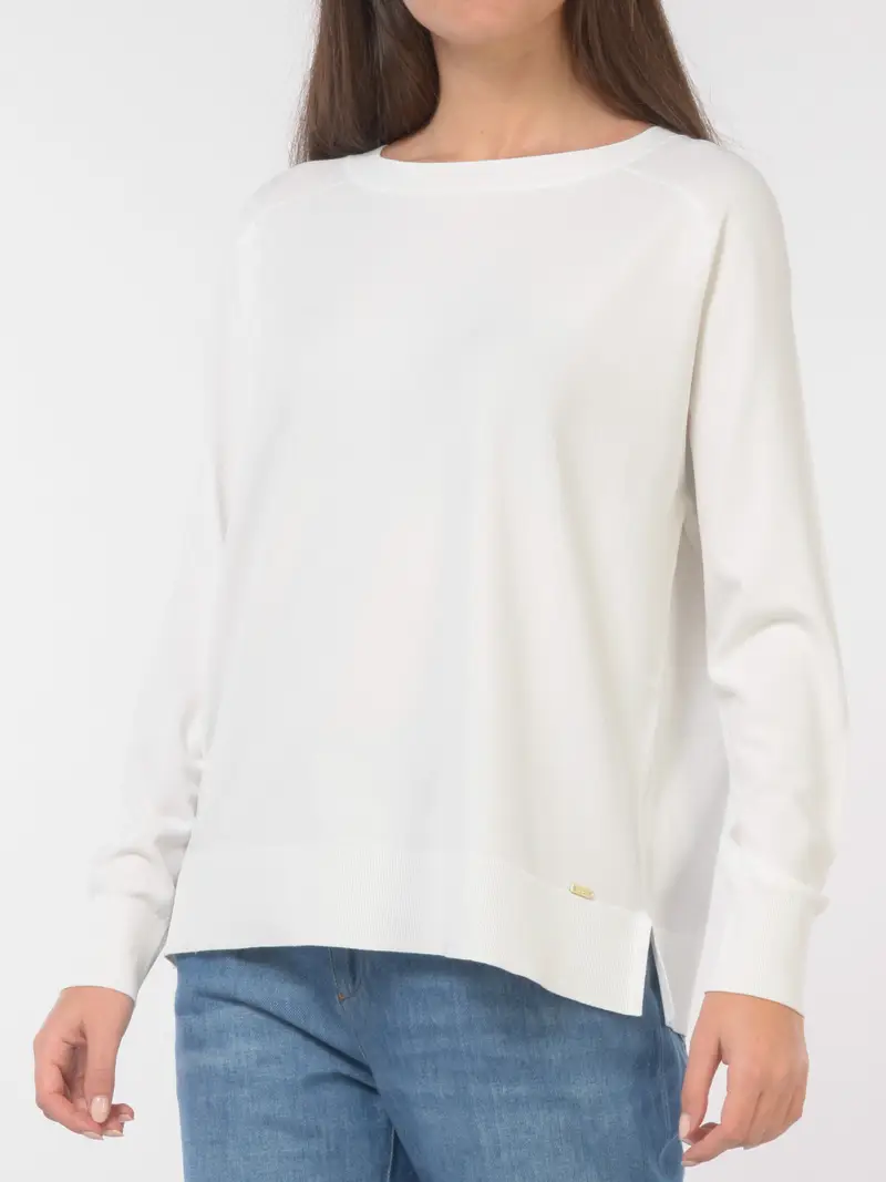 maglia da donna Kaos in viscosa con spacchi Bianco