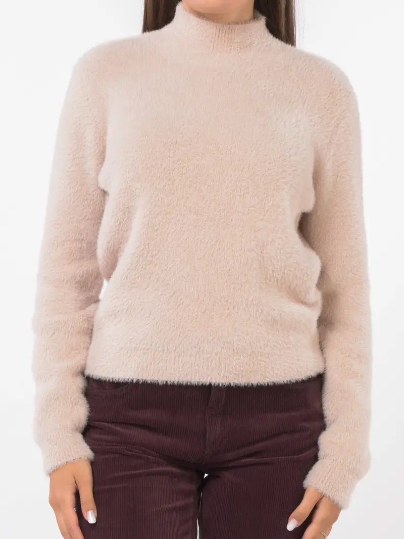 maglia da donna Kaos Jeans effetto peluche a lupetto BEIGE