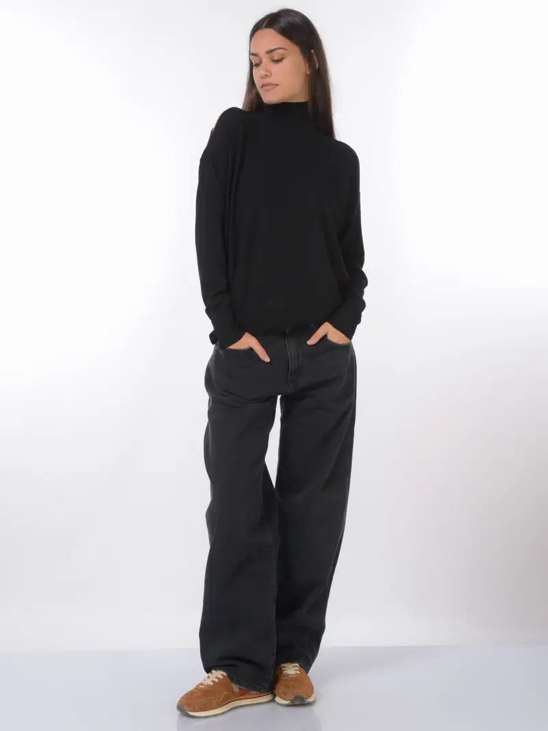 maglia da donna Kaos lupetto tinta unita NERO