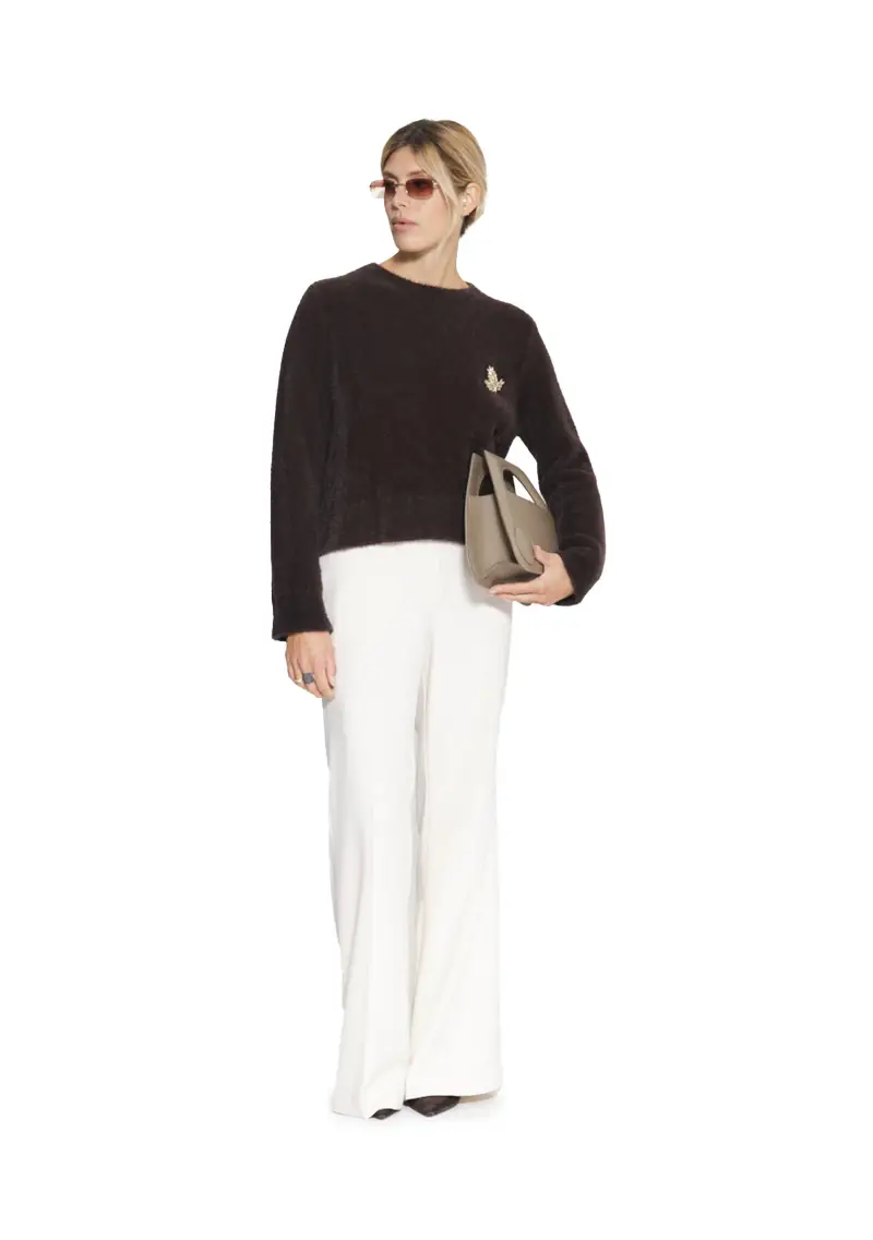 Kaos Maglione Donna Moro in Eco-Fur con Spilla Gioiello miniatura 2