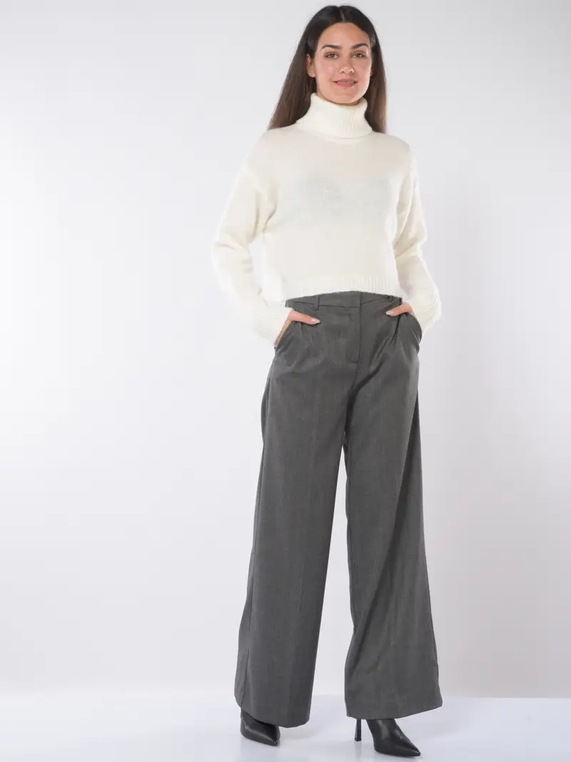 pantalone da donna Kaos ampio microrigato Grigio miniatura 2