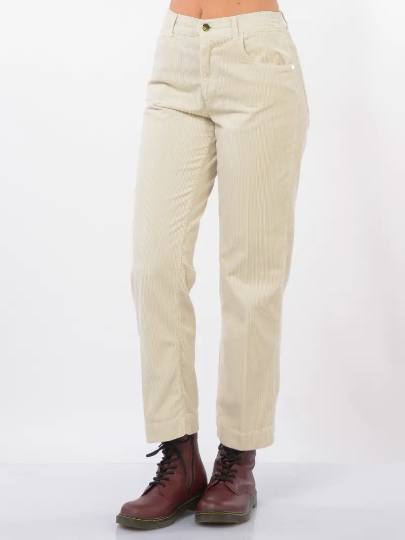 pantalone da donna Kaos Jeans cinque tasche in velluto rigato BEIGE
